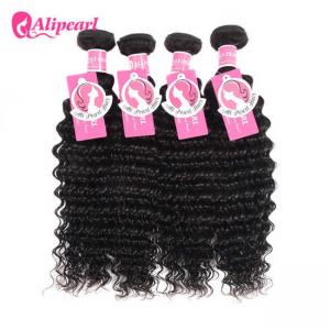 Quality Brazilian Virgin Remy Hair 4 Bundles Deep Wave , 8A Curly Hair Bundle Deals for sale