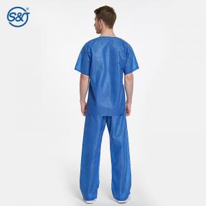China Two Pieces Medical Scrub Suits Uniforms SMS Short Sleeve Shirt And Pants on sale