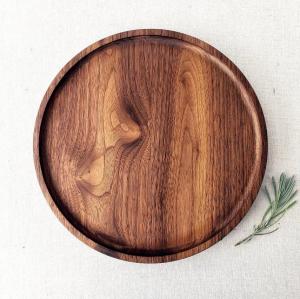 Quality 20*20 Cm Bamboo Round Tray Display Natural Rolling Wooden sturdy construction for sale