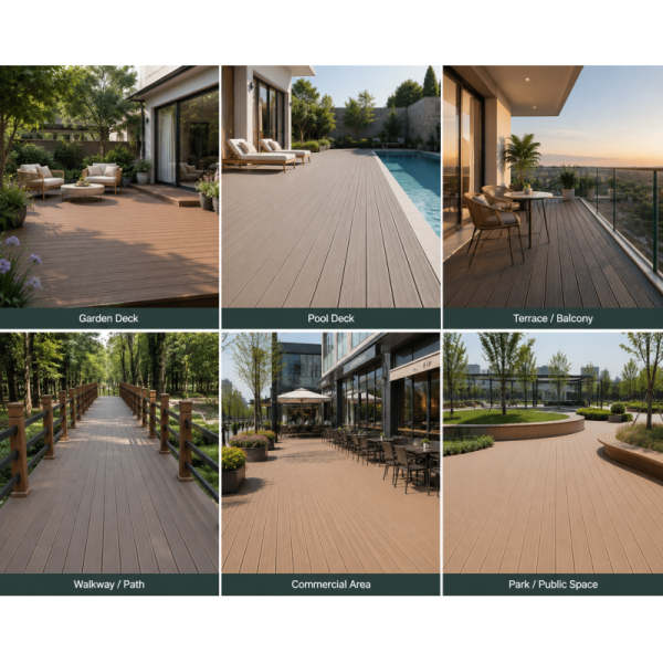 140x25mm WPC Solid Decking 3D Embossed Durable Weather Resistant Outdoor Flooring