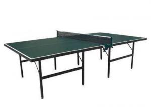 China Full Size Indoor Green Ping Pong Table Single Folding With Blue Top Steel Leg on sale