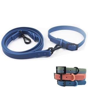 China Exclusive Durable Soft Pvc Leather Dog Collar And Leash Set Coated Waterproof on sale