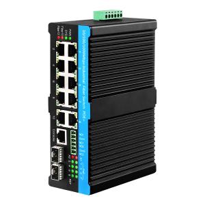 China Black Case 8 Port Managed POE Af/At/Bt Industrial Ethernet Switch With 2 Combo Ports on sale