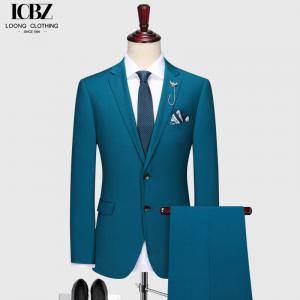 China Men's Dark Green Notch Lapel 3-Piece Suit with Anti-Shrink Fabric and Customers' Option on sale