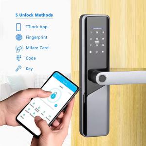 China Black Color Biometric Fingerprint Keyless Digital Door Lock With FCC Certification on sale