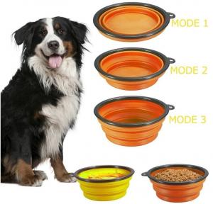 Quality dog bowl plastic feeder pet cat food collapsible dog bowl silicone foldable dog food bowl portable travel pet water bowl for sale