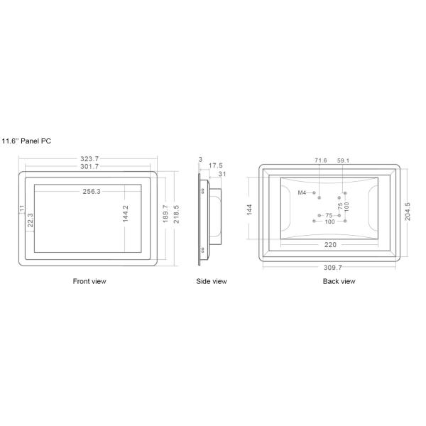11.6" Embedded Touch Panel PC Full HD 1920x1080 PCAP Project Capacitive Touch
