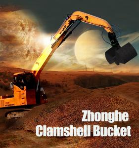 China Hydraulic Excavator Clamshell Bucket , Double Cylinders Clamshell Bucket For Excavator on sale