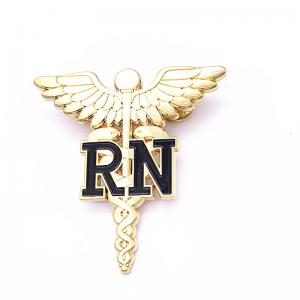China 3D Wing Custom Metal Badges , Plated Gold Metal Enamel Pin Badges on sale