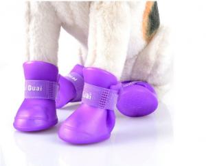 Quality Pet supplies silicone rain boots, non-slip pet shoes, candy color fashion cute dog shoes，red,yellow,pink,black; for sale
