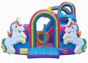 Quality 13ftx13ftx11.5ft  Rainbow Unicorn Bouncy Castles Bounce House for sale