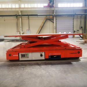 Quality Scissor Lifting Materials Rail Transfer Cart 2 Tons Battery Operated Transfer Trolley for sale