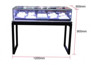 Quality Simple Countertop Jewelry Display Cases , Black Metal Glass Display Cases for sale