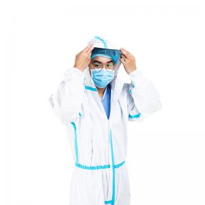 Quality 65g PP PE Disposable Medical Scrub Suits Protective Clothing Coverall CE for sale