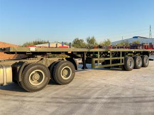 Quality 3axles Flatbed Truck Semi Trailer 60 Tons 20/40FT Container Shipping for sale