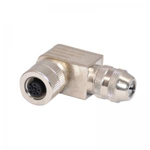 Quality PA66 M12 Waterproof Connector IP67 IP68 Metal 4pin 5pin Elbow Plug Cable Gland PG7 for sale