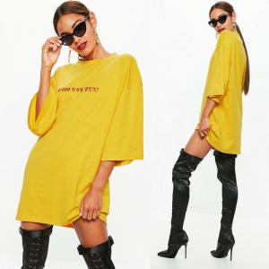 Quality Yellow Oversized T Shirt Dress For Women for sale