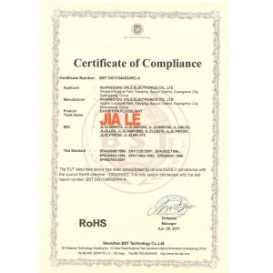 Guangdong Jiale Electronics Co.,Ltd Certifications