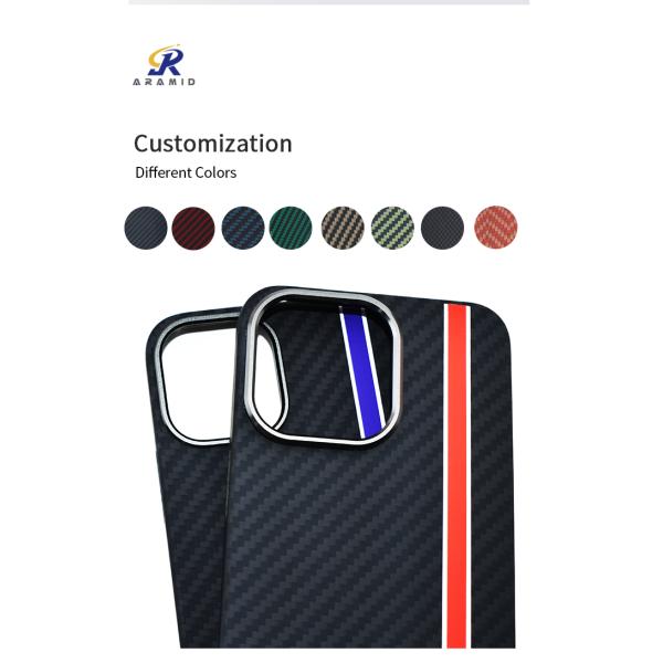 Customized Logo Metal Ring Frame Camera Design Kevlar Phone Cases For iPhone 14