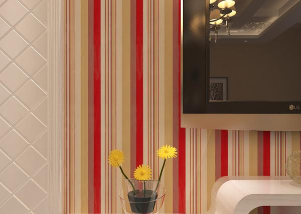 Buy Washable Living Room Striped Wallpaper / Modern Embossed Wall Coverings , CE CSA Listed at wholesale prices