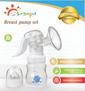 Quality Sundelight PP SILICONE BPA Free Manual Breast Pump With Bottle for sale
