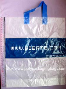 Quality Frosted Plastic Bags / Soft Loop Handle Bag with Logo Printed for sale
