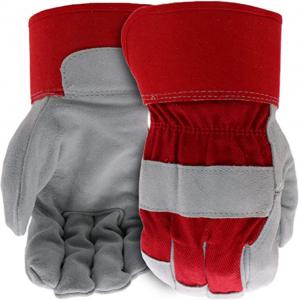 Quality Gray Red Hand Leather Gloves Work Safety High Abrasion Resistant Gloves S - XXL for sale