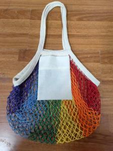 Quality Organic Cotton Big Net Bag Womens Shopping Mesh Bags With Custom Logo Pocket for sale