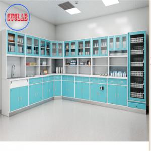 Quality Hospital Clinic Furniture Wall Mounted Disposal Cabinet Stainless Steel Handle 110 Degree Hinge White for sale