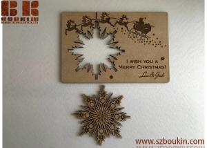 Quality Christmas cards Personalised wooden greeting cards Wood snowflake card Christmas gift for sale
