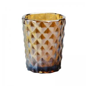 Quality 185ML Amber Votive Candle Holders Diamond Glass Tea Light Holders for sale