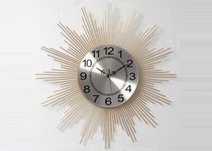 China Office Decorative Gold Sun Circular Metal Wall Art Clock on sale