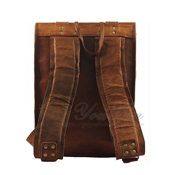 Mens Vintage Roll On Laptop Backpack leather rucksack