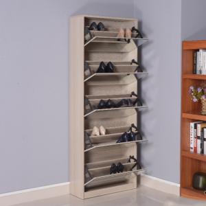 Quality Wooden Simple Brown Mirror Shoe Rack Cabinet For Apartment And Storage room for sale