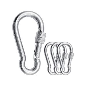 China Polished Finish Stainless Steel Carabiner Spring Snap Hook with Eyelet and Screw on sale