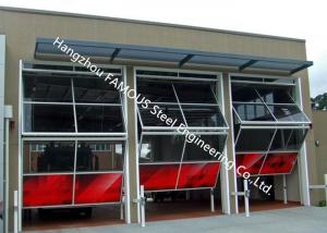 Quality Aluminum Frame Glass Industrial Garege Doors Vertical Rising Bi Fold Door With Remote Control for sale
