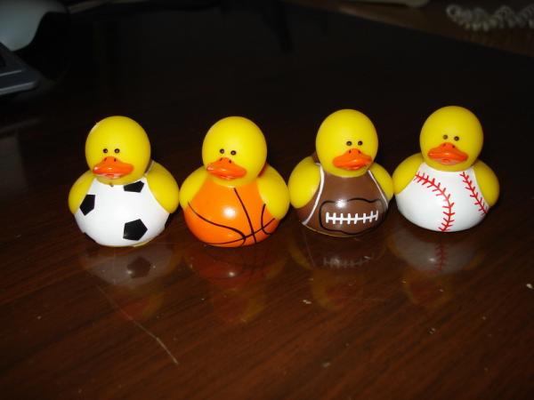Buy Tiny Assorted Sports Themed Rubber Ducks With Football / Baseball / Basketball Design at wholesale prices