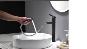 Quality Frosted Black White Pull Out Hot And Cold Water Tap For Wash Basin for sale