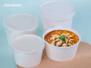 China 750ml-1500ml Single Use Food Grade White Paper Salad Take-Away Deli Round Bowl on sale