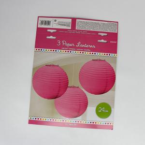 Quality Pink Logo Printed Promotional 24cm Lantern Paper Header Cards For Packaging for sale