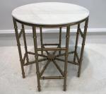 Round white Stone top polished gold finish metal frame coffee table/side table