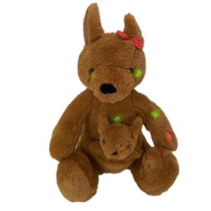 Quality Baby Brown Cute Fuzzy Plush Kangaroo Toy 30 Cm With LED Lights And Lullaby for sale