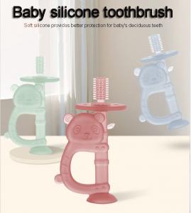 China Cartoon Kara Shaped Baby Silicone Toothbrush Baby Food Grade Silicone Gum Baby Handheld Teeth Grinder on sale