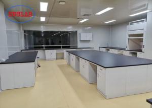 Quality Gray White Laboratory Casework With Black Phenolic Resin Countertop In College Lab for sale