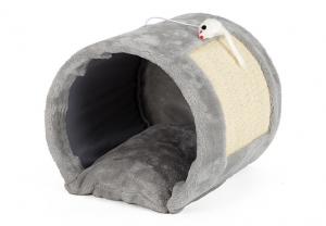 China Grey Color Pet Den Bed / Cat Scratcher Bed Large Size Weight 1.05kg With Mouse Toy on sale