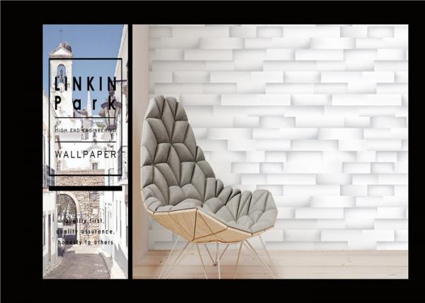 Buy PVC White Grey Faux Brick Wallpaper Textured For Walls , Eco - Friendly at wholesale prices
