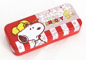 Quality Triple Cool Tin Pencil Cases Customized With Snoopy Printed for sale