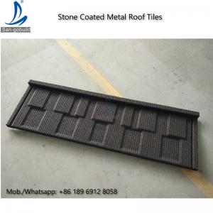 Quality Environment Friendly Flat Stone Coated Roof Tiles, Shingle Stone Coated Metal Roofing / Roof Tiles for sale