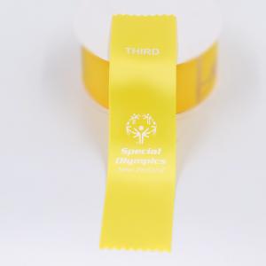 China Ink Printed Custom Award Ribbons Satin Fabric Single Face Type 2 Inch Width on sale