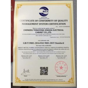 Chengdu Tongyong Xingda Electrical Cabinet Co., Ltd. Certifications